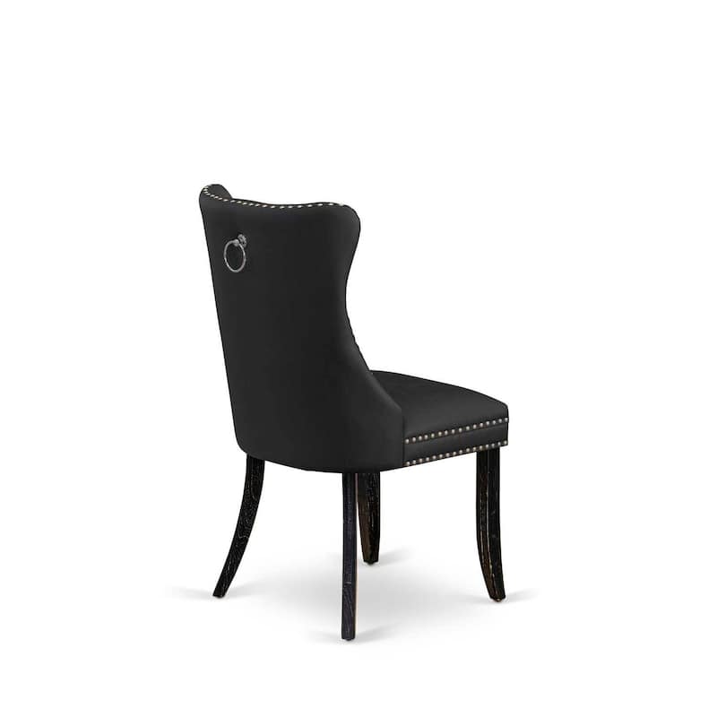 Parson Dining Chairs Set of 2 - Dark Gray Faux Leather Upholstered Accent Chairs