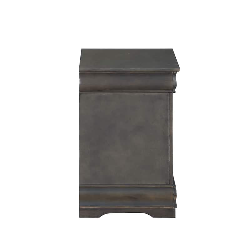 Solid Wood 2-Drawers Nightstands with Metal Handle
