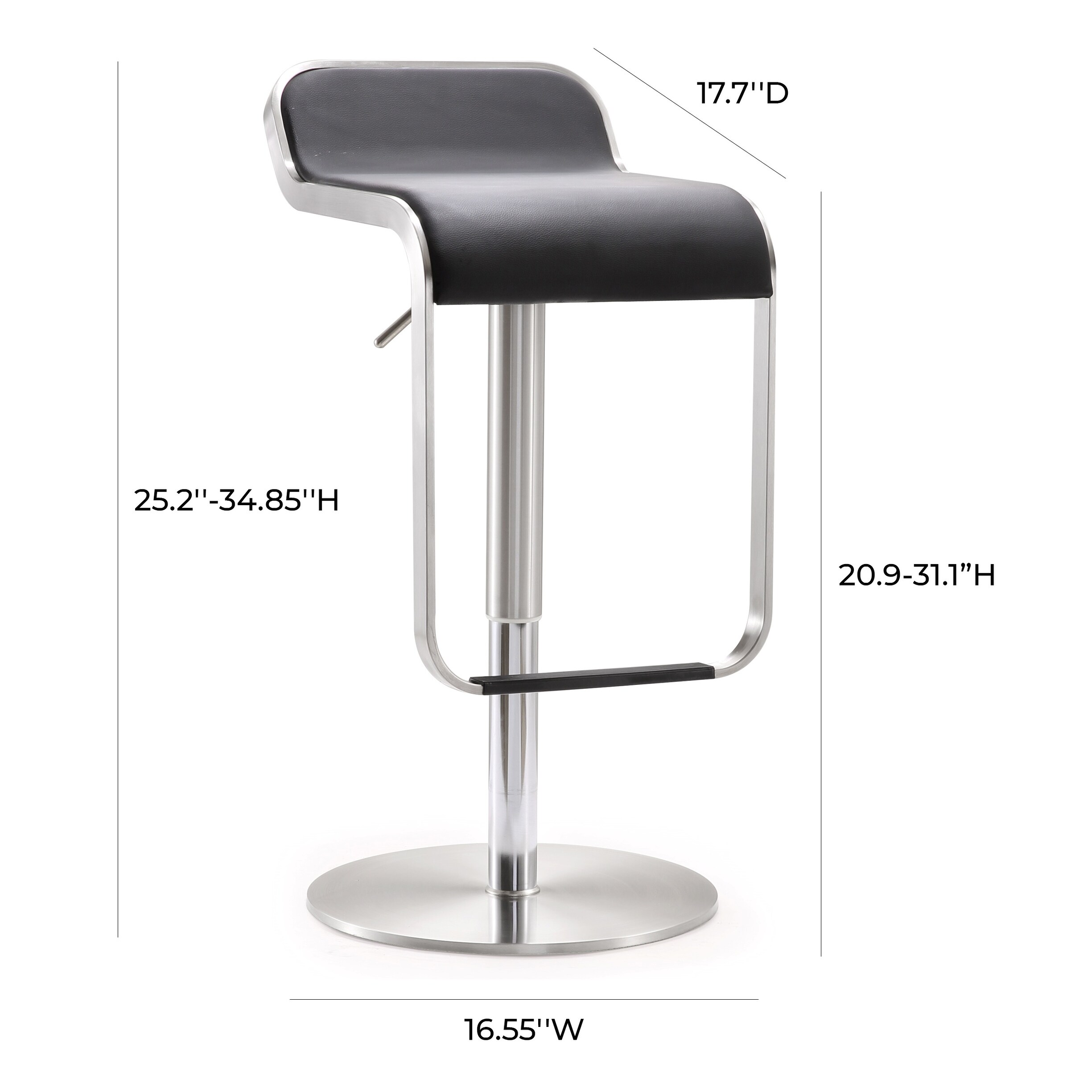 Bar Stools Naples, Shop Napoli Stainless Steel Eco Leather Curved Adjustable Barstool On Sale Overstock 10621747