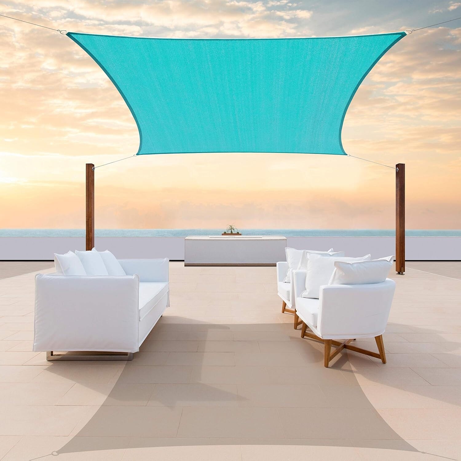6' x 22' Turquoise Sun Shade Sail Canopy with UV Block UPF50, Heavy Duty, 3 Years Warranty