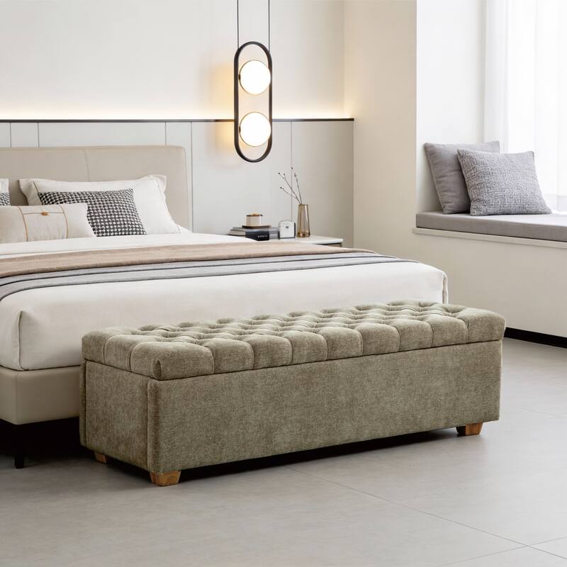 60.24" Wide Modern Upholstered Storage Bench,Entryway Bench,End of Bed Bench