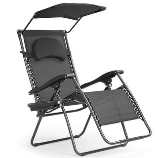 Single Folding Shade Canopy Cup Holder Recliner Lounge Chair