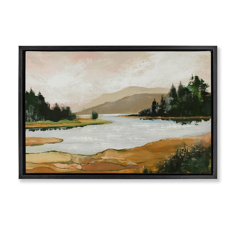 Stupell Relaxing Valley Lake Framed Floater Canvas Wall Art Design By Max Maxx - 31 x 21 - Black