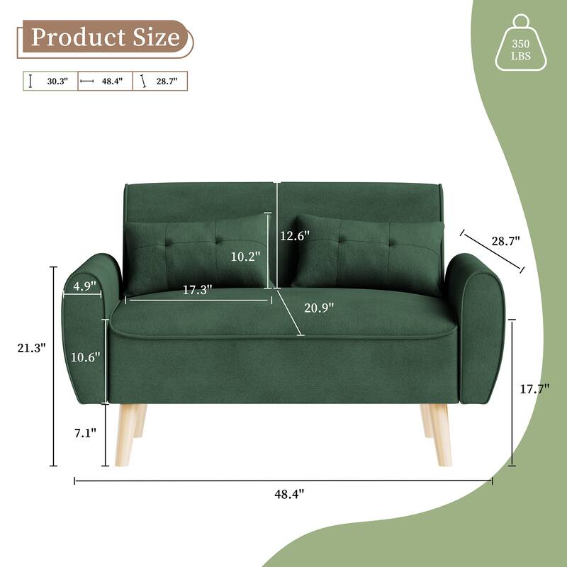 Futzca 48.4" Loveseat Sofa with Pillows