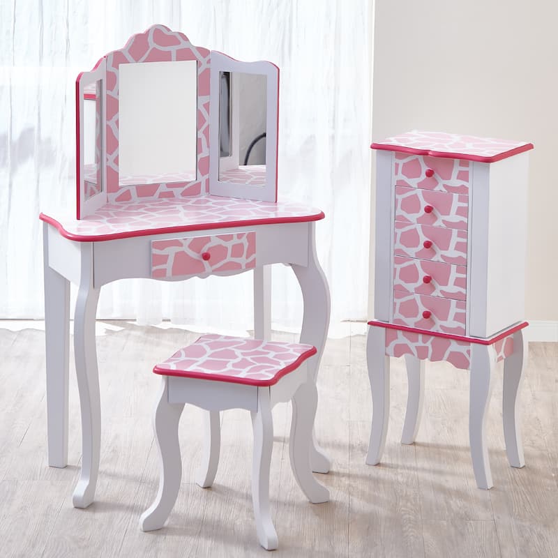 Teamson Kids' Gisele Fashion Giraffe Print Play Vanity Set