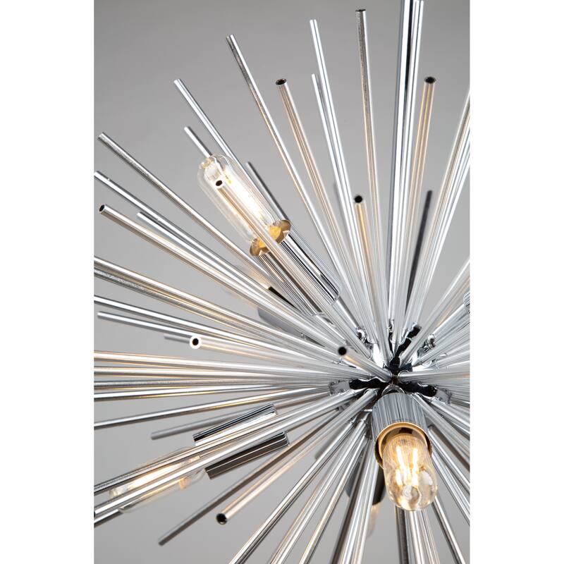 Artcraft Sunburst - 8-Light Chandelier - Chrome
