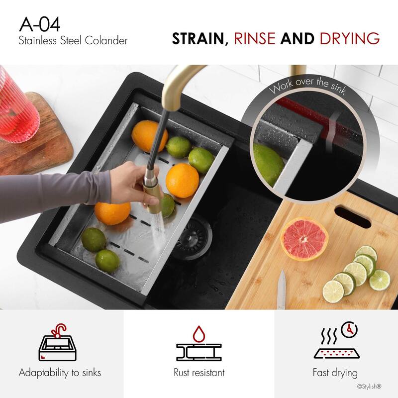 STYLISH 15 3/8 Stainless Steel Workstation Colander