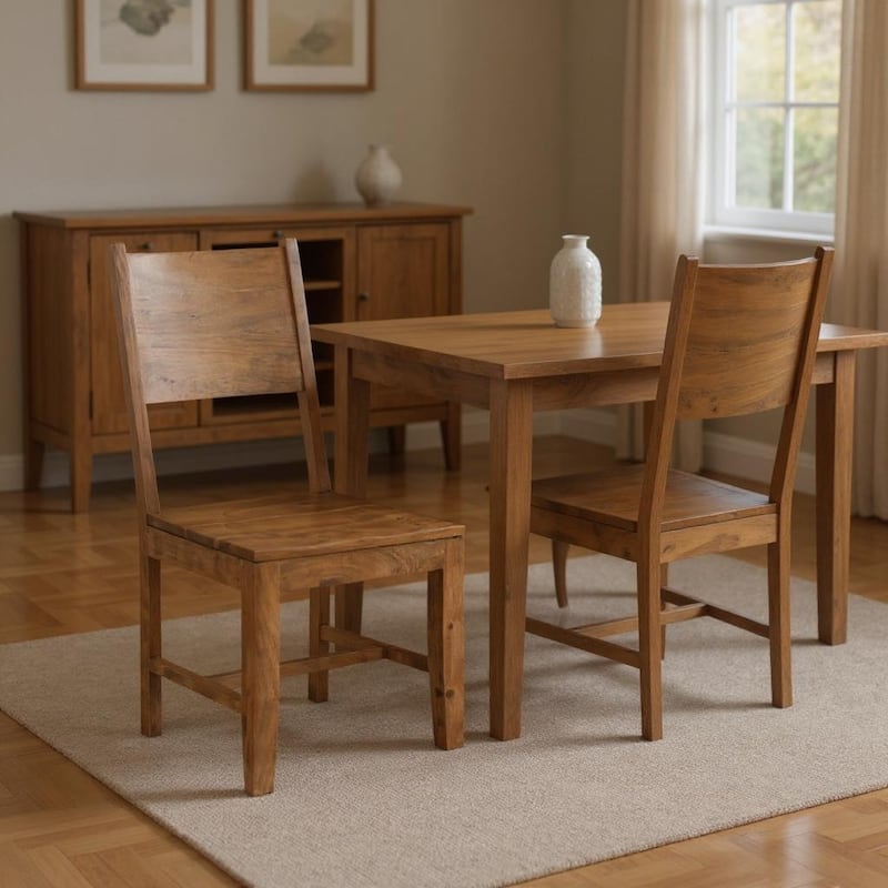 HomeRoots Set of Two Brown Solid Wood Open Back Dining Side Chairs - 18 in. x 39 in. x 18 in. - Set of 2 - 18 in. x 39 in.  x 18 in.