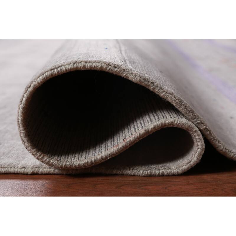 Silver / Gray Gabbeh Indian Area Rug Hand-Knotted Wool Carpet - 8'0" x 10'1"