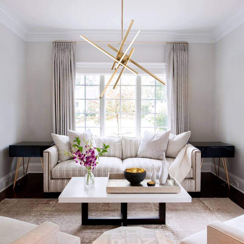 Modern 6-Light Sputnik Linear Dimmable LED Chandelier - 35in