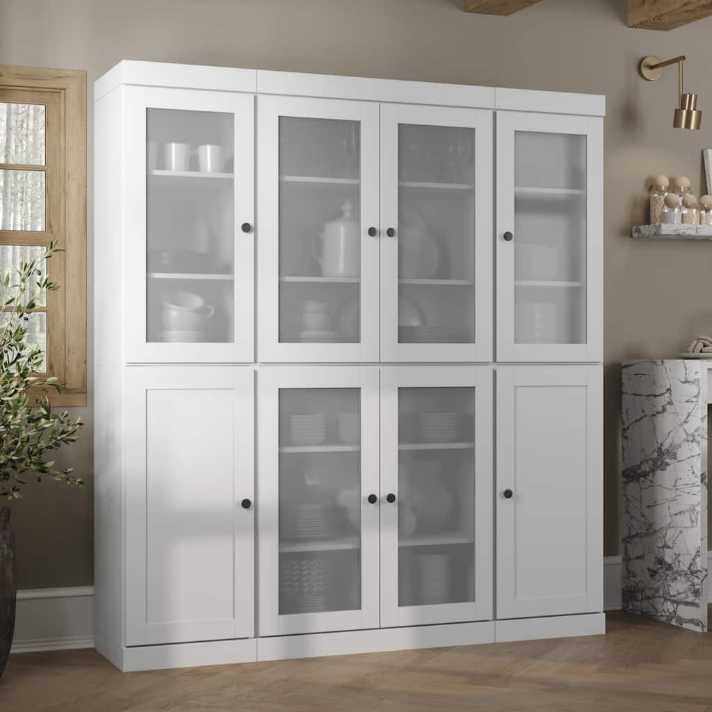 Palace Imports 100% Solid Wood 65" Pantry Cabinet with Frosted Glass, Shaker Doors and Adjustable Shelves