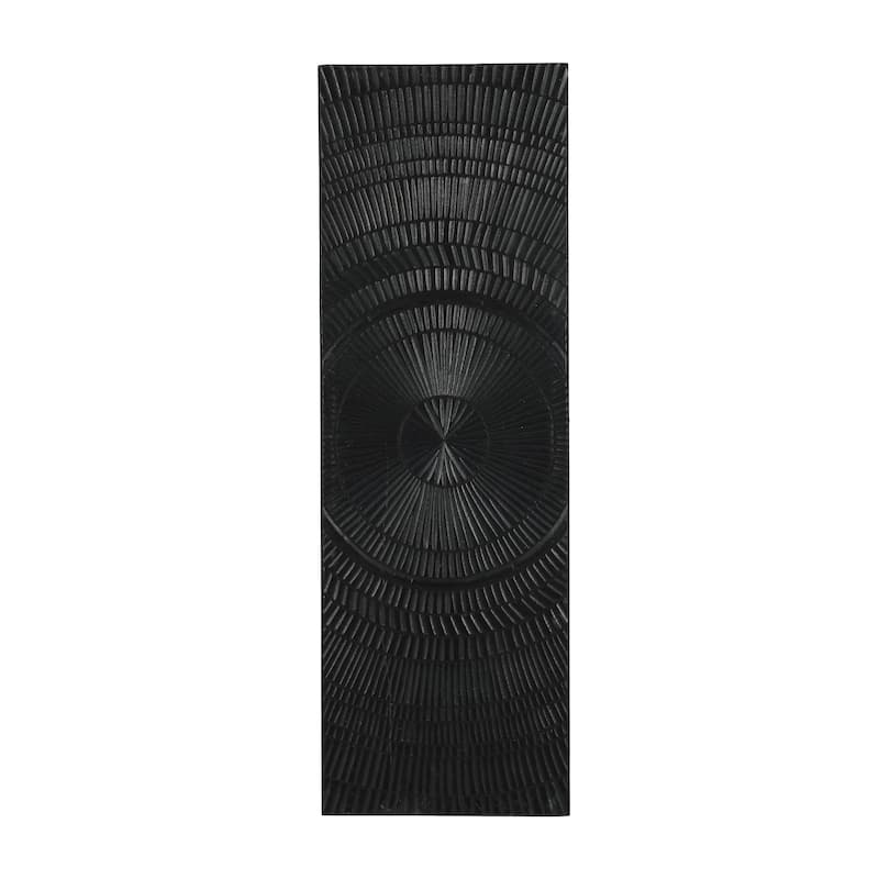 Wood Geometric Handmade Intricately Carved Radial Home Wall Decor - Black - Roche River Decor - Black -  16"W, 48"H