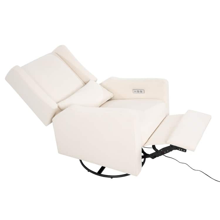 Upholstered Swivel Glider Recliner Chair with USB & Lumbar Support