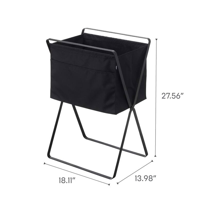 Yamazaki Home Elevated Laundry Hamper, Steel, 9.8 gallons, 35 liters, Holds 11 lbs, Collapsible - L 14 x W 18.1 x H 27.6 inches