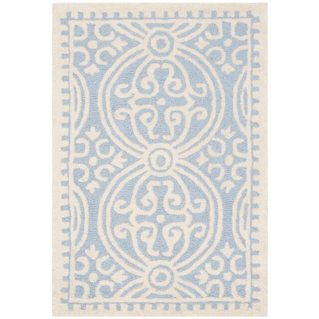 SAFAVIEH Handmade Cambridge Myrtis Modern Moroccan Wool Area Rug - 2' x 3' - Light Blue/Ivory