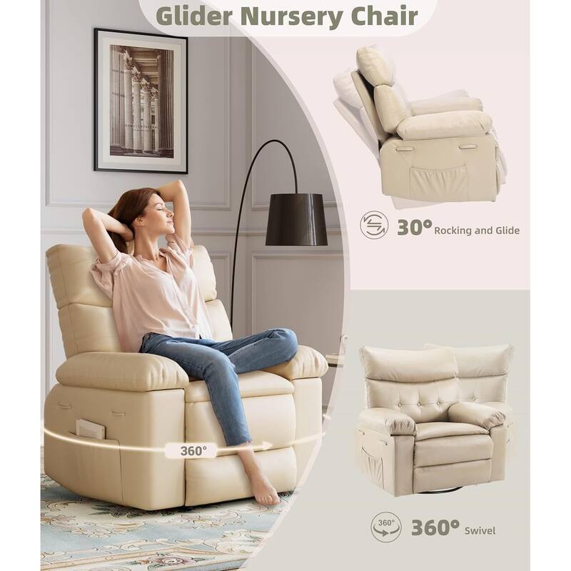 360° Rocker Swivel Recliner, Oversized Wide