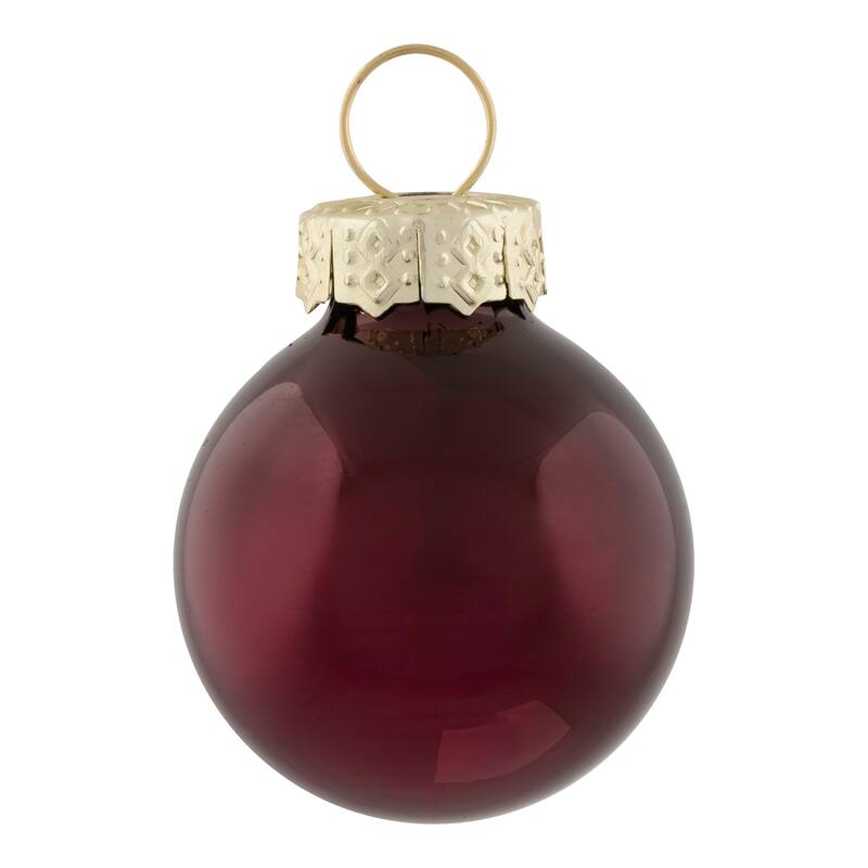 24ct Burgundy Red Dual Finish Glass Christmas Ball Ornaments 1" (25mm)