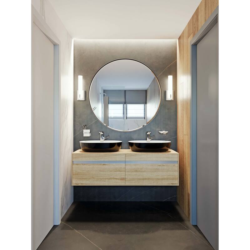 Bowen 1-light Satin Nickel LED Wall Sconce, White Acrylic Shade