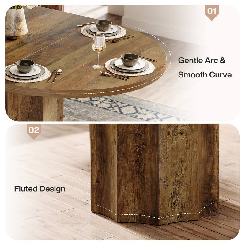 Farmhouse Dining Table, Oval Kitchen Table for Living/Dinner Room