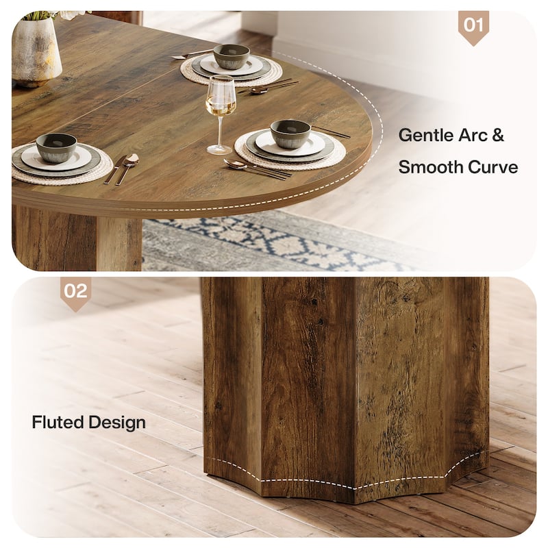 Small 4-6 Person Oval Kitchen Dining Table for Dinner Reception Room