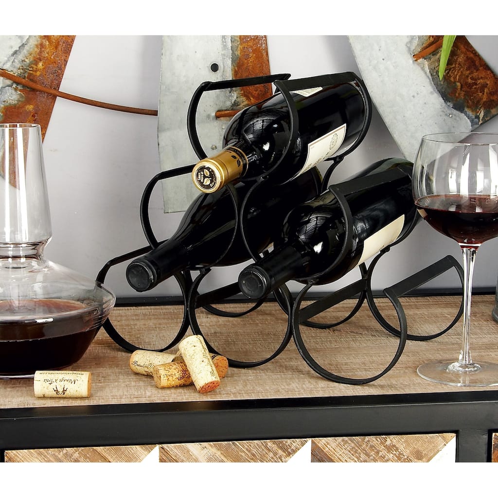 Black Metal Minimalistic 6 Bottle Wine Rack with Curved Holders