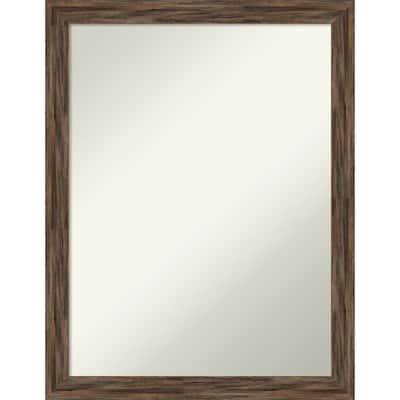 Non-Beveled Wood Bathroom Wall Mirror - Regis Barnwood Mocha Narrow Frame