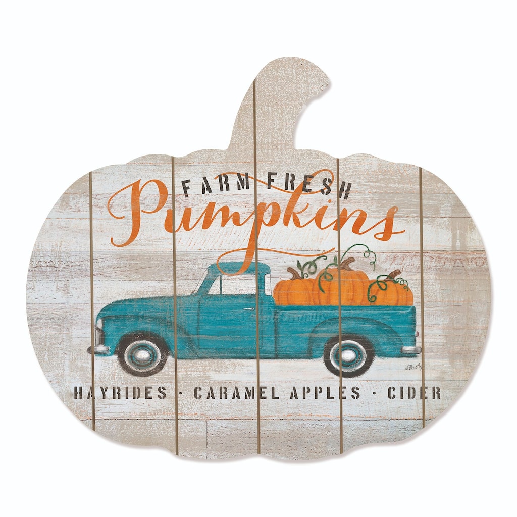 17" Blue Ivory "Farm Fresh Pumpkins" Hanging Thanksgiving Wall Decor