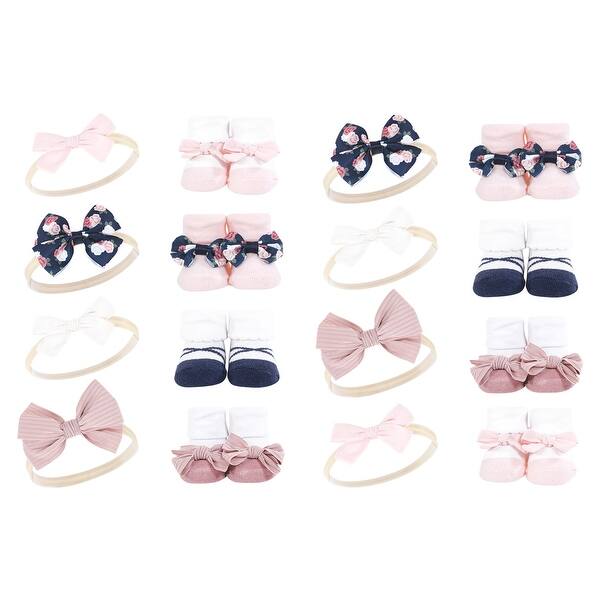 slide 1 of 1, Hudson Baby Infant Girl 16Pc Headband and Socks Giftset, Blue Blush Floral, One Size - Blue Blush Floral Blue Blush Floral - One Size