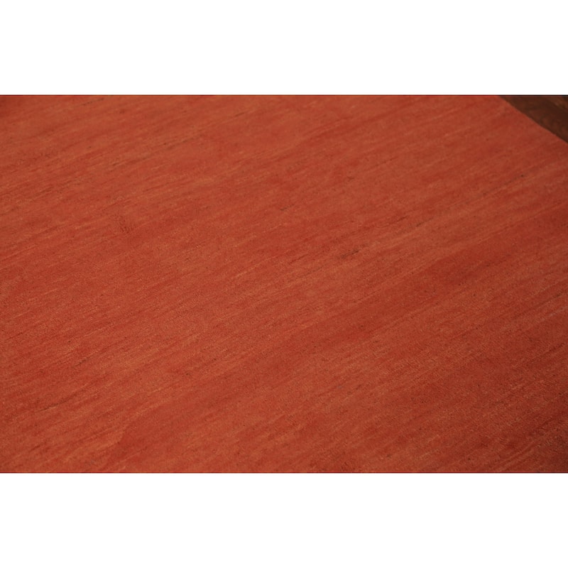 Modern Orange Gabbeh Oriental Rug Handmade Wool Carpet - 4'10" x 6'0"