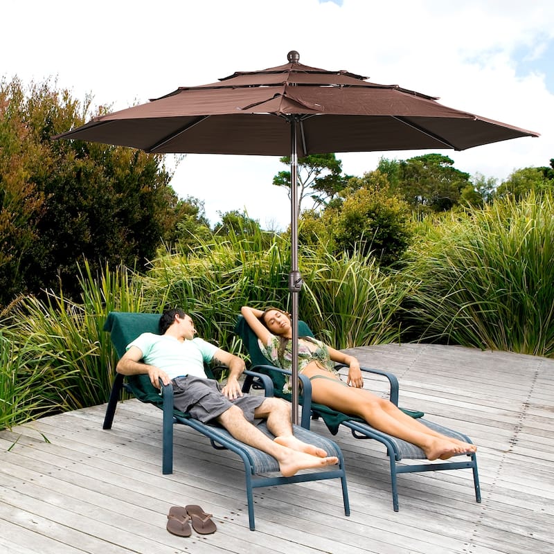 Aoodor Patio Umbrella 10 ft. for Dining Table Outdoor Market Yard Use 3 Tier Ventilation (Umbrella only)