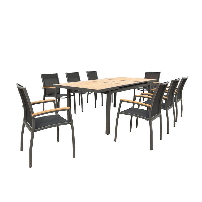 Galliano Dark Gray 9-Piece Aluminum Dining Set - N/A