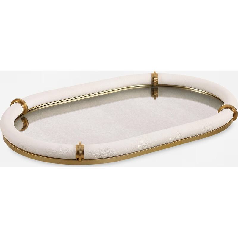 Uttermost 18229 Cyprus, 24" Wide Aluminum, Steel, and Glass Tray