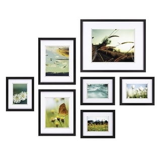 7 Piece Black Airfloat Gallery Wall Photo Frame Set with Decorative Art ...