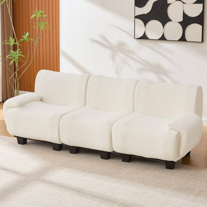 Roomfitters 95 Inch Modern 3-Seater Sofa Couch with Rounded Armrests and Deep Seating, Chenille