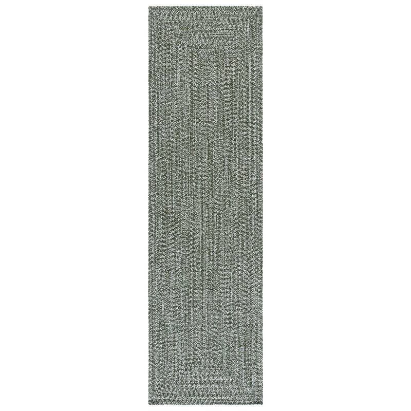 SAFAVIEH Handmade Braided Marloes Washable Indoor/Outdoor Rug - Weather Resistant & Easy Cleaning - Dark Green - 2'3" x 8' Runner