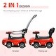 preview thumbnail 4 of 5, 2-in-1 Toddler Push and Ride-On Car with Stroller Mode, Real Steering, Storage & Safety Guardrails - Red