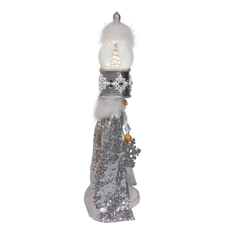 Kurt Adler Battery Operated 22-Inch Hollywood Nutcrackers Musical Silver Nutcracker With Water Globe