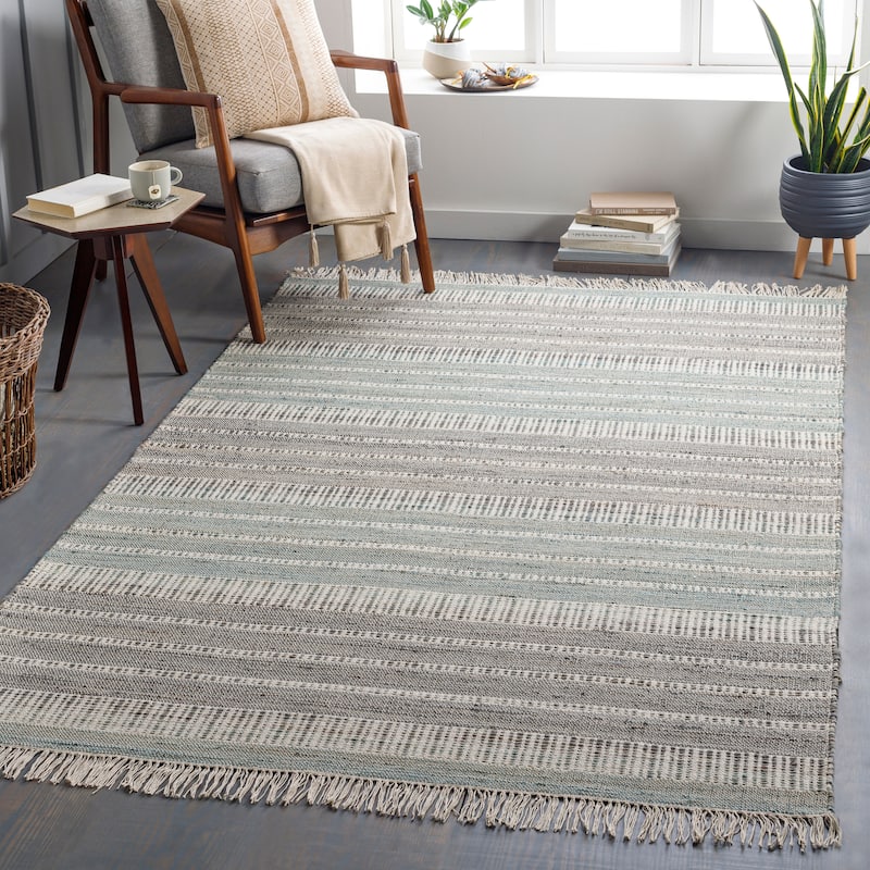Artistic Weavers Daraki Handmade Cottage Striped Jute Blend Area Rug - 6' x 9' - Sage/Grey