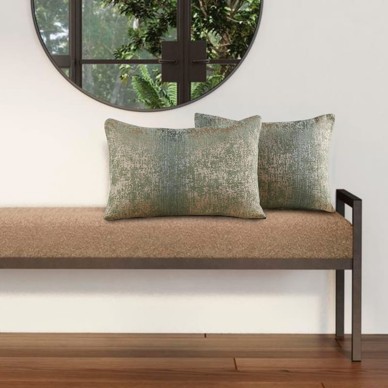 2-Piece Jacquard Chenille Zippered Lumbar Pillow Cover Set