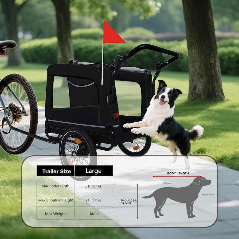 Extra Large 2-in-1 Pet Bike Trailer & Stroller - Heavy Duty Dog Carrier with Quick Release Wheels, Ventilation & Storage