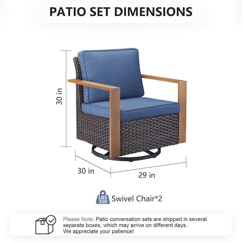 Pocassy 4 Pieces Outoor Swivel Chairs Glider Chair Set