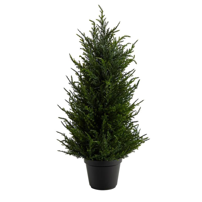 Artificial Cypress Tree with Lights - 18 Inch Indoor Outdoor Decorative Tree - Green - 11-20 Inches