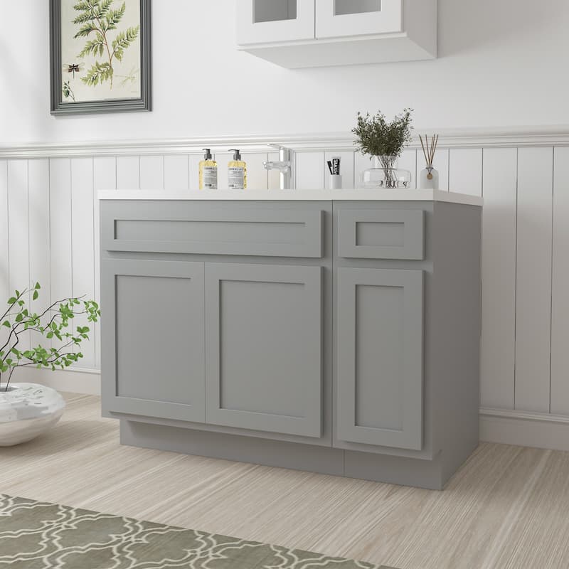 Vanity Art 42" Oak Freestanding Bathroom Vanity Cabinet without Top