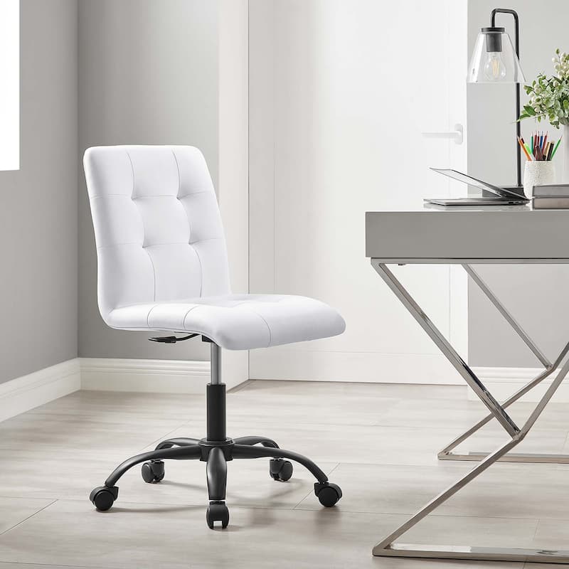 Prim Armless Vegan Leather Office Chair - Black White