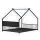 preview thumbnail 34 of 34, Twin Size Kids' House Bed Frame with Canopy, Built-In Multi-Color LED Lights, Sturdy Metal Slats, Low-Profile Design