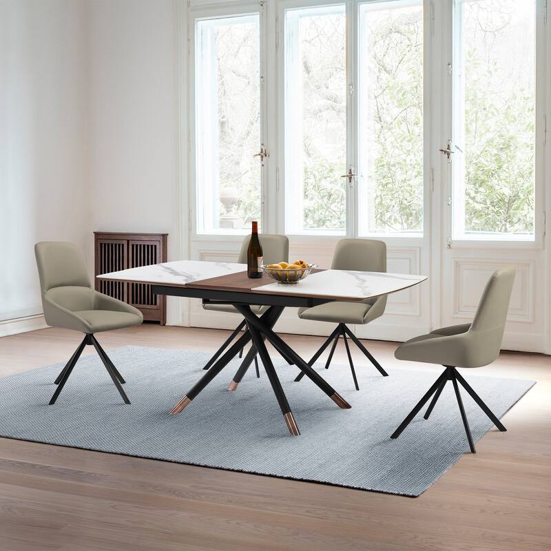 Alora Maverick Extendable 5 Piece Dining Set with Swivel Chairs - Taupe Grey