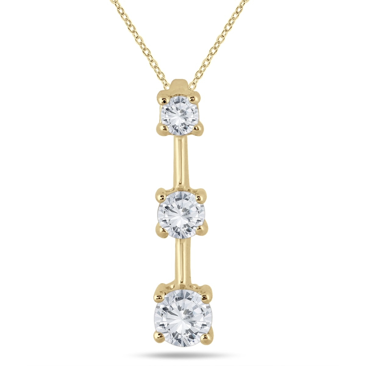 Marquee Jewels 14k Yellow Gold 1ct TDW Diamond Graduated 3-stone Drop Pendant