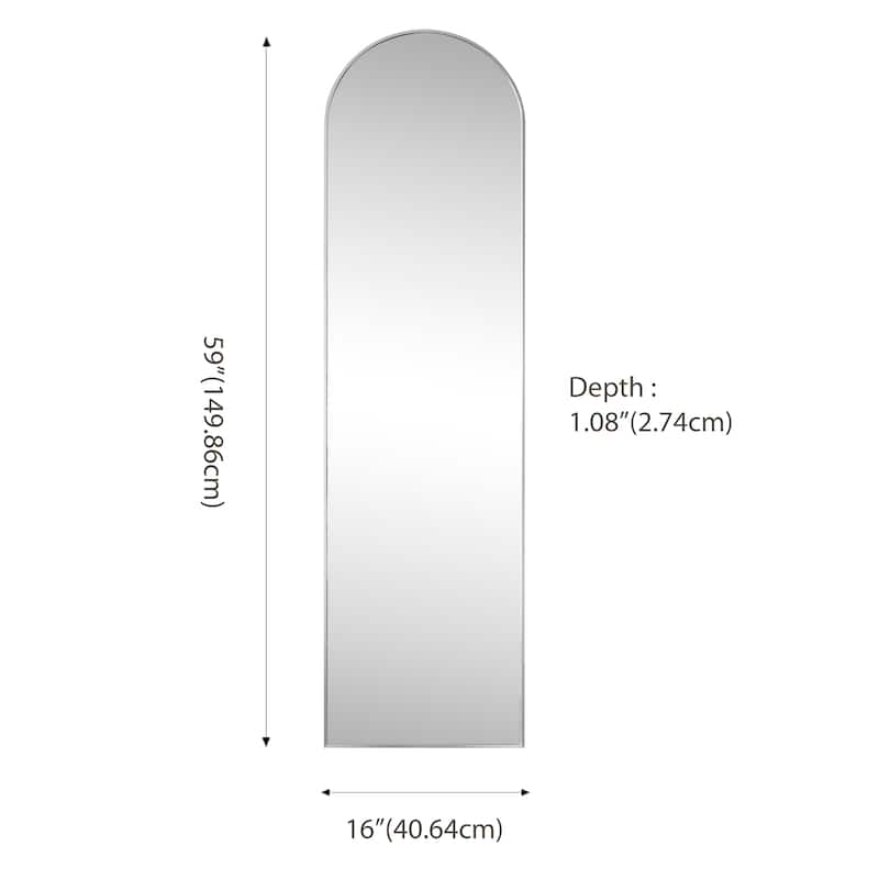 JONATHAN Y Large Arched Metal Framed Floor Full-Length Mirror - 59 H x 16 W x 1.08 D
