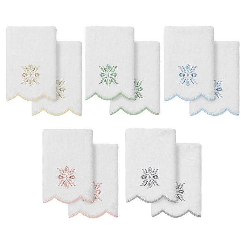 Authentic Hotel and Spa 100% Turkish Cotton FLOWER CREST Scallop Towel Collection