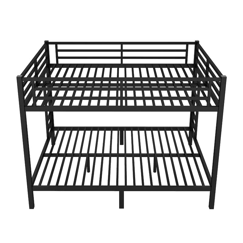 Metal Queen over Queen Bunk Bed for Teens and Adults,Space-Saving/Noise Reduced/No Box Spring Needed, Black